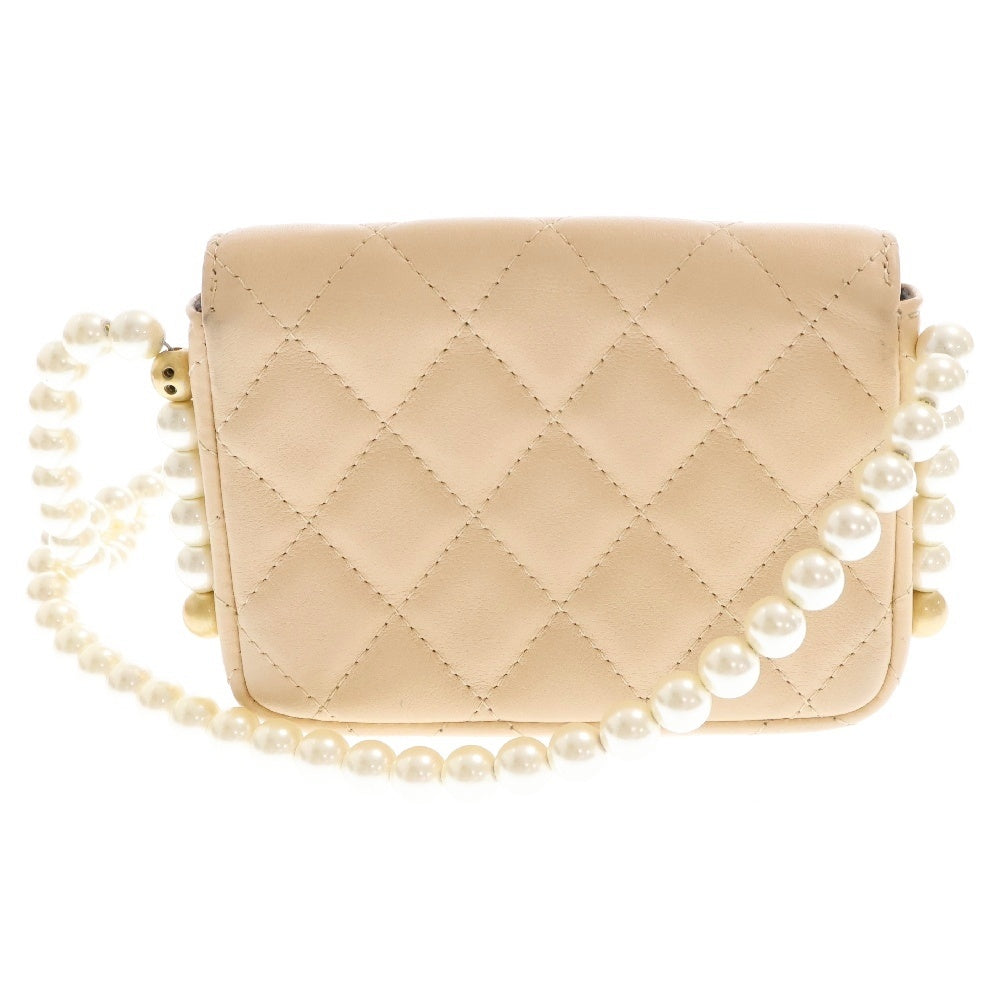 CHANEL(シャネル) ミニミニマトラッセ ココマーク ラムスキン パールチェーンショルダーバッグ レディース アイボリー AP2185