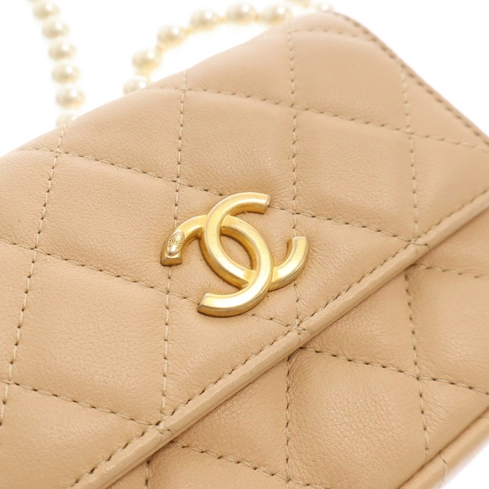 CHANEL(シャネル) ミニミニマトラッセ ココマーク ラムスキン パールチェーンショルダーバッグ レディース アイボリー AP2185