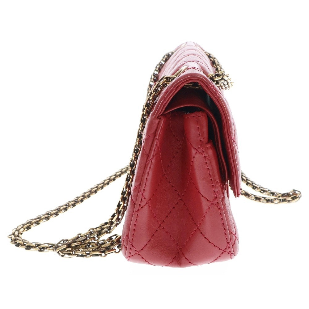 CHANEL(シャネル) ミニマトラッセ カーフスキン ダブルチェーンショルダーバッグ レディース レッド