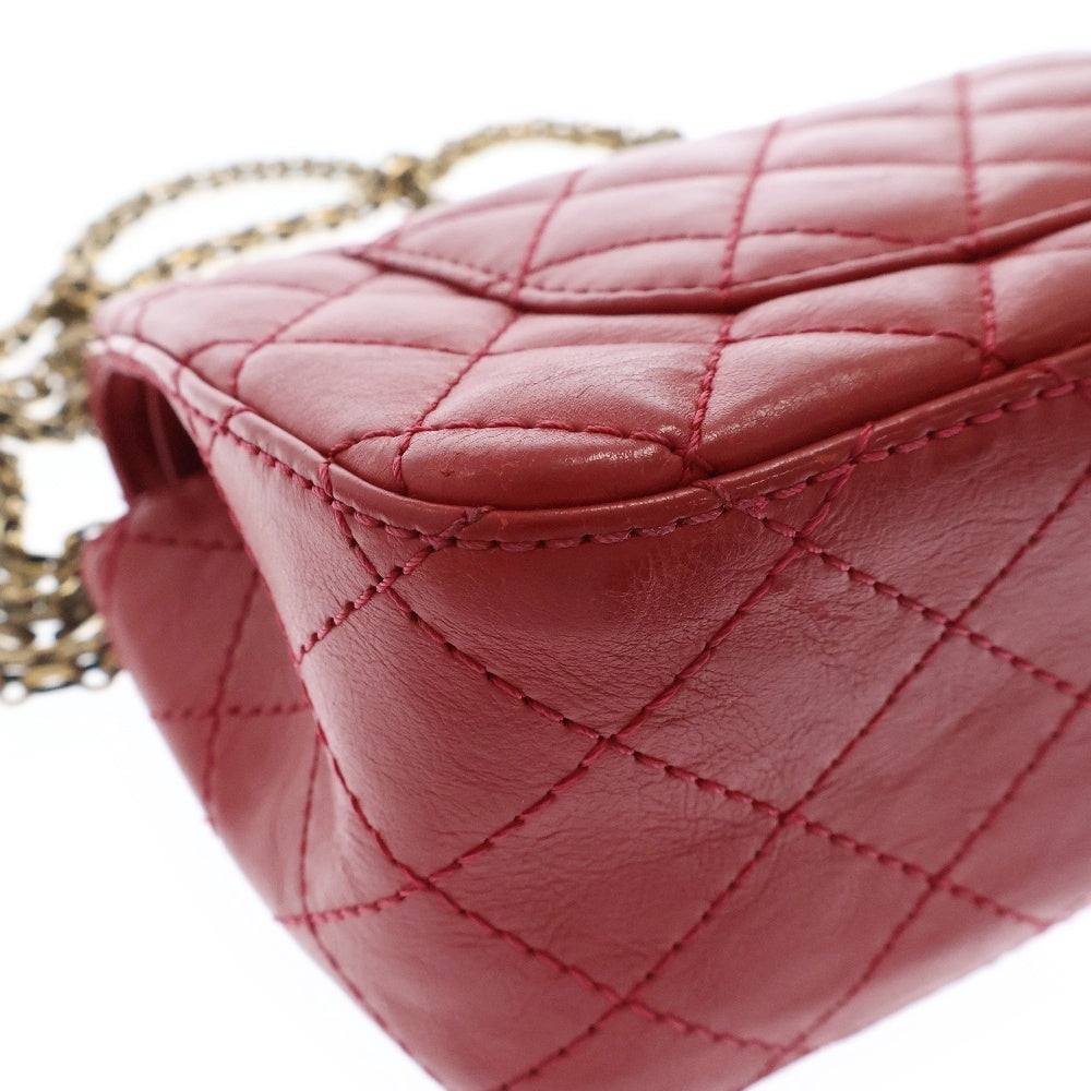 CHANEL(シャネル) ミニマトラッセ カーフスキン ダブルチェーンショルダーバッグ レディース レッド