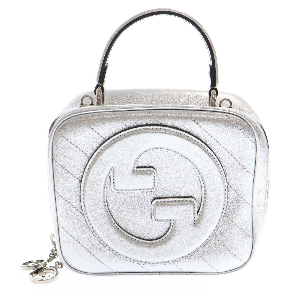 GUCCI(グッチ) ブロンディ トップハンドルバッグ GGロゴ 2WAY ショルダー ハンドバッグ レディース シルバー 744434