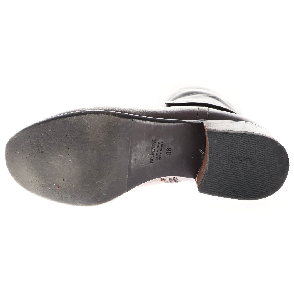 SPORTMAX(スポーツマックス) サイドジップ レザー ロングブーツ ブラウン 7960728
