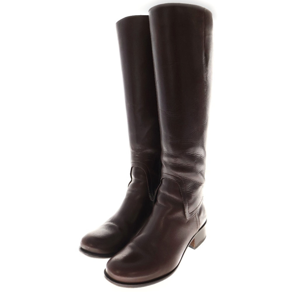 SPORTMAX(スポーツマックス) サイドジップ レザー ロングブーツ ブラウン 7960728