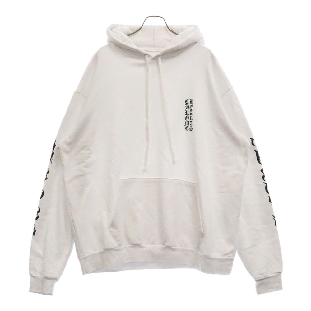 CHROME HEARTS(クロムハーツ) SWTSHRT PLVR スリーブロゴプリントプルオーバーパーカー ホワイト