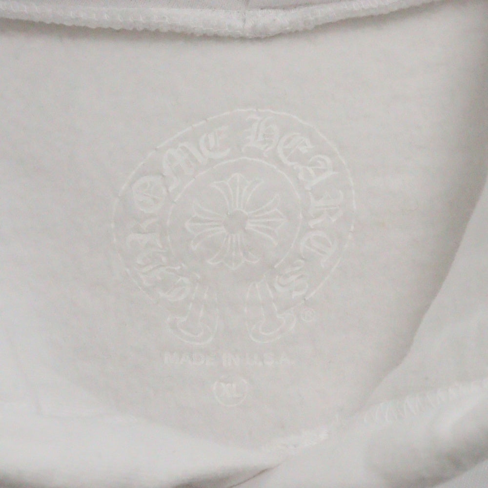 CHROME HEARTS(クロムハーツ) SWTSHRT PLVR スリーブロゴプリントプルオーバーパーカー ホワイト