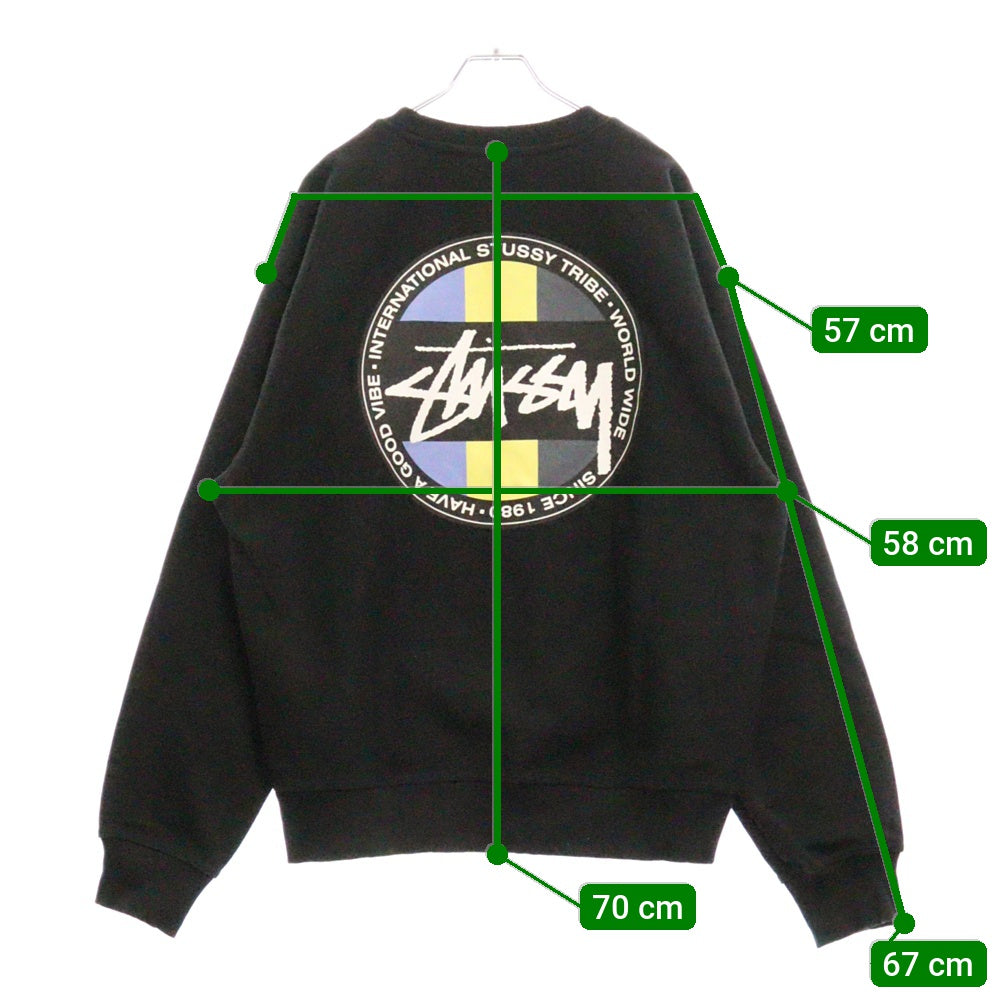 STUSSY(ステューシー) 23AW CLASSIC DOT SWEAT クラシックドット バックプリントスウェットトレーナー ブラック