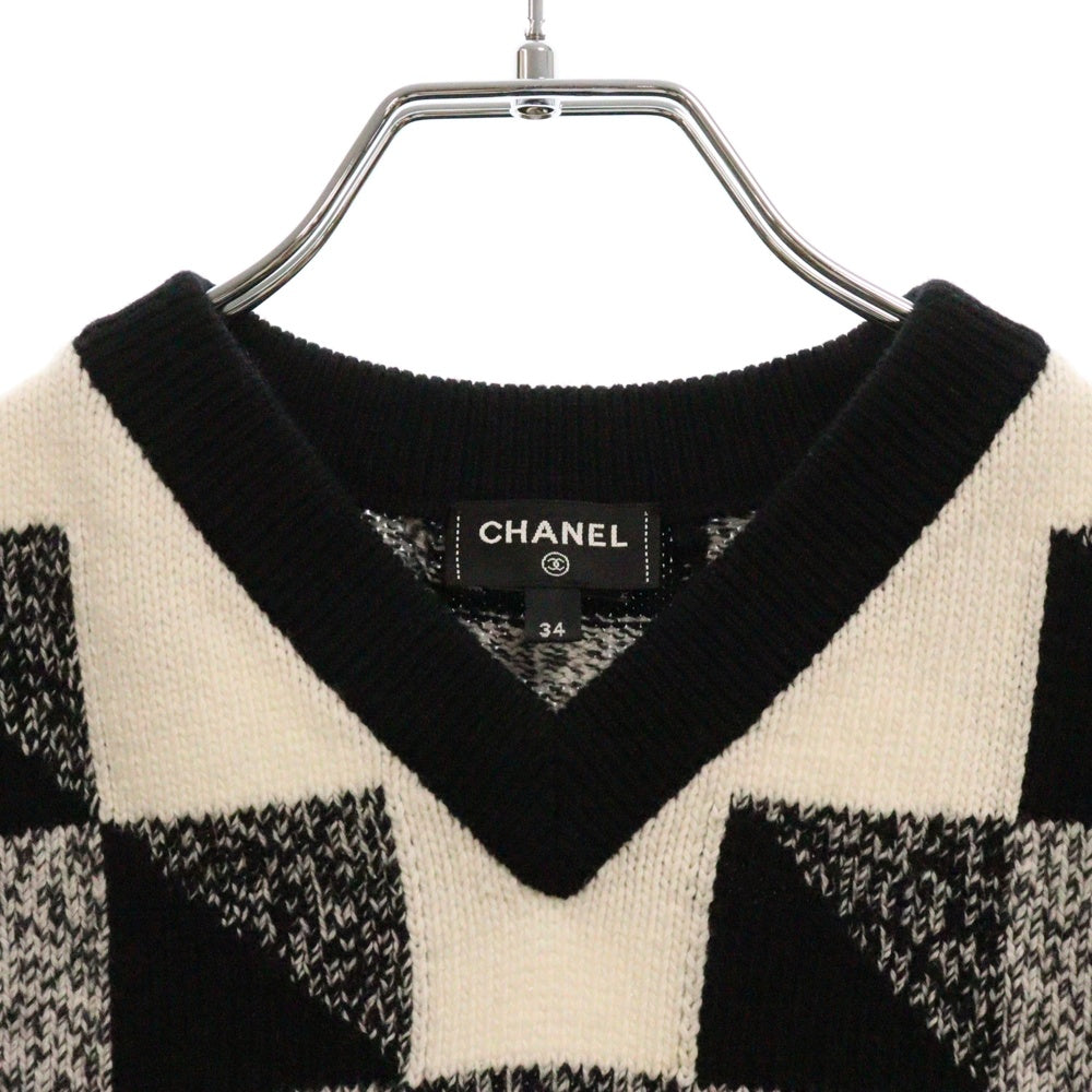 CHANEL(シャネル) ココボタン カシミヤ ニットベスト レディース ブラック/ホワイト P73215K10523