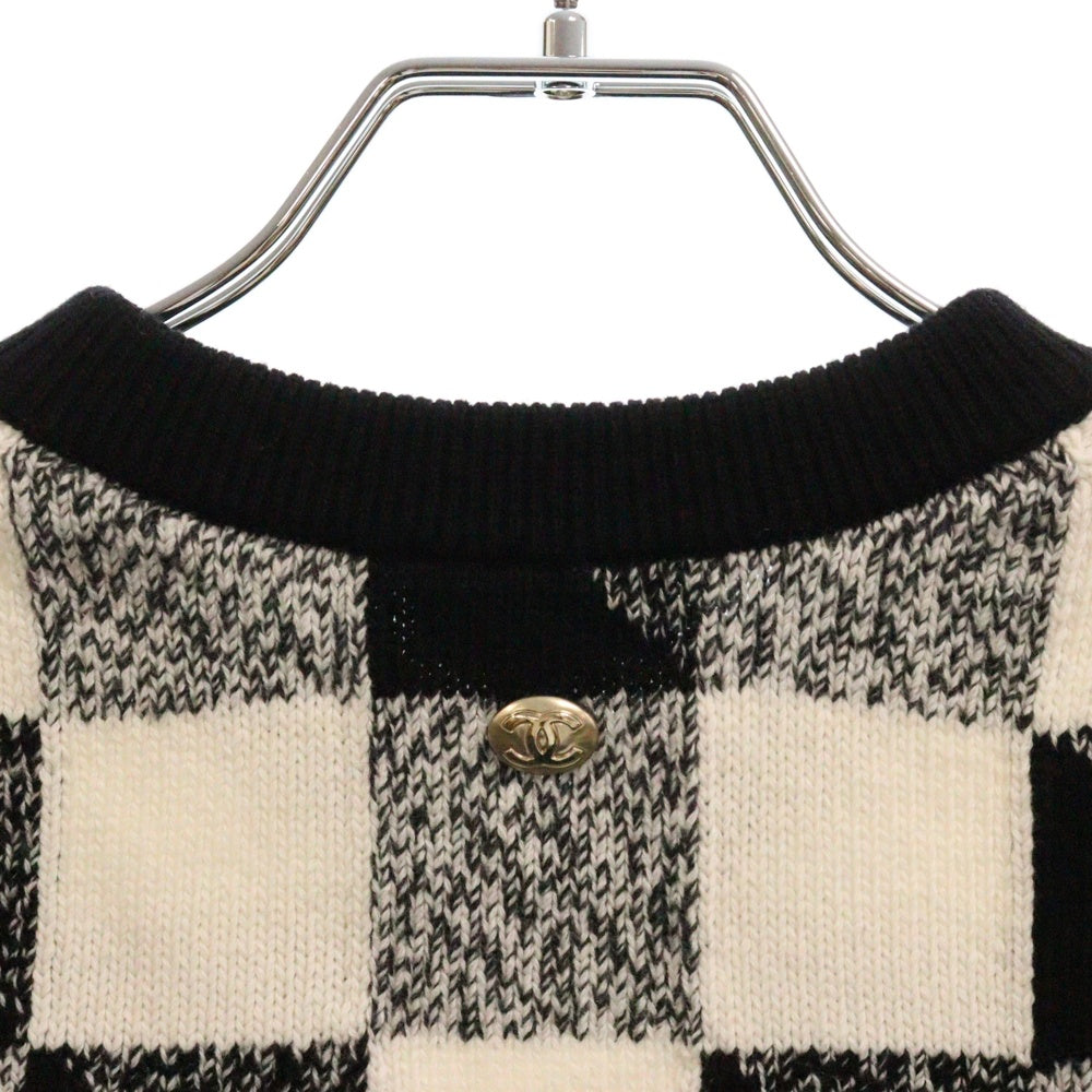 CHANEL(シャネル) ココボタン カシミヤ ニットベスト レディース ブラック/ホワイト P73215K10523