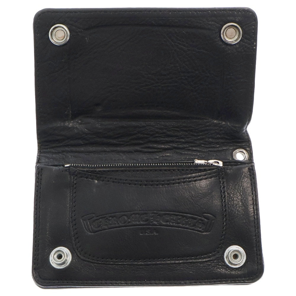 CHROME HEARTS(クロムハーツ) 1ZIP 1ジップ クロスボールボタン レザーウォレット 財布 ブラック BCA362