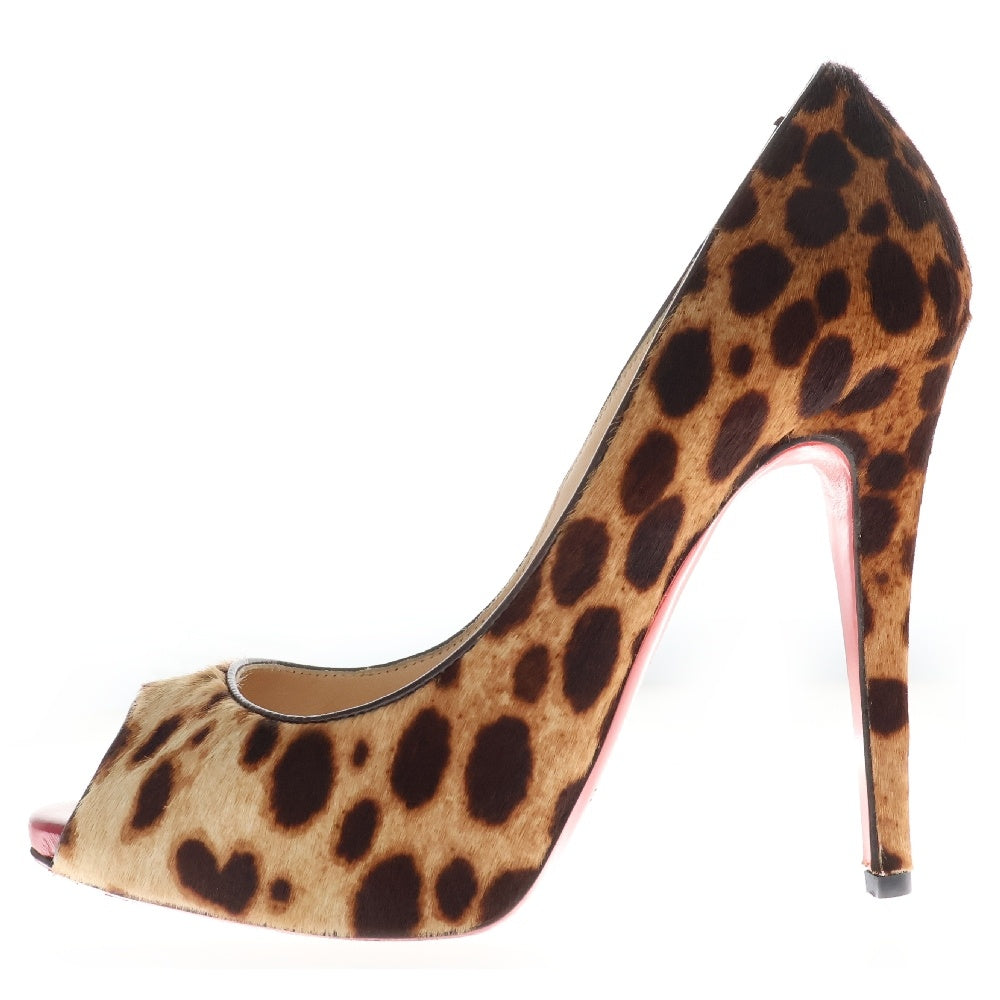 CHRISTIAN LOUBOUTIN(クリスチャンルブタン) オープントゥ ハラコ レオパード ヒールパンプス レディース ベージュ