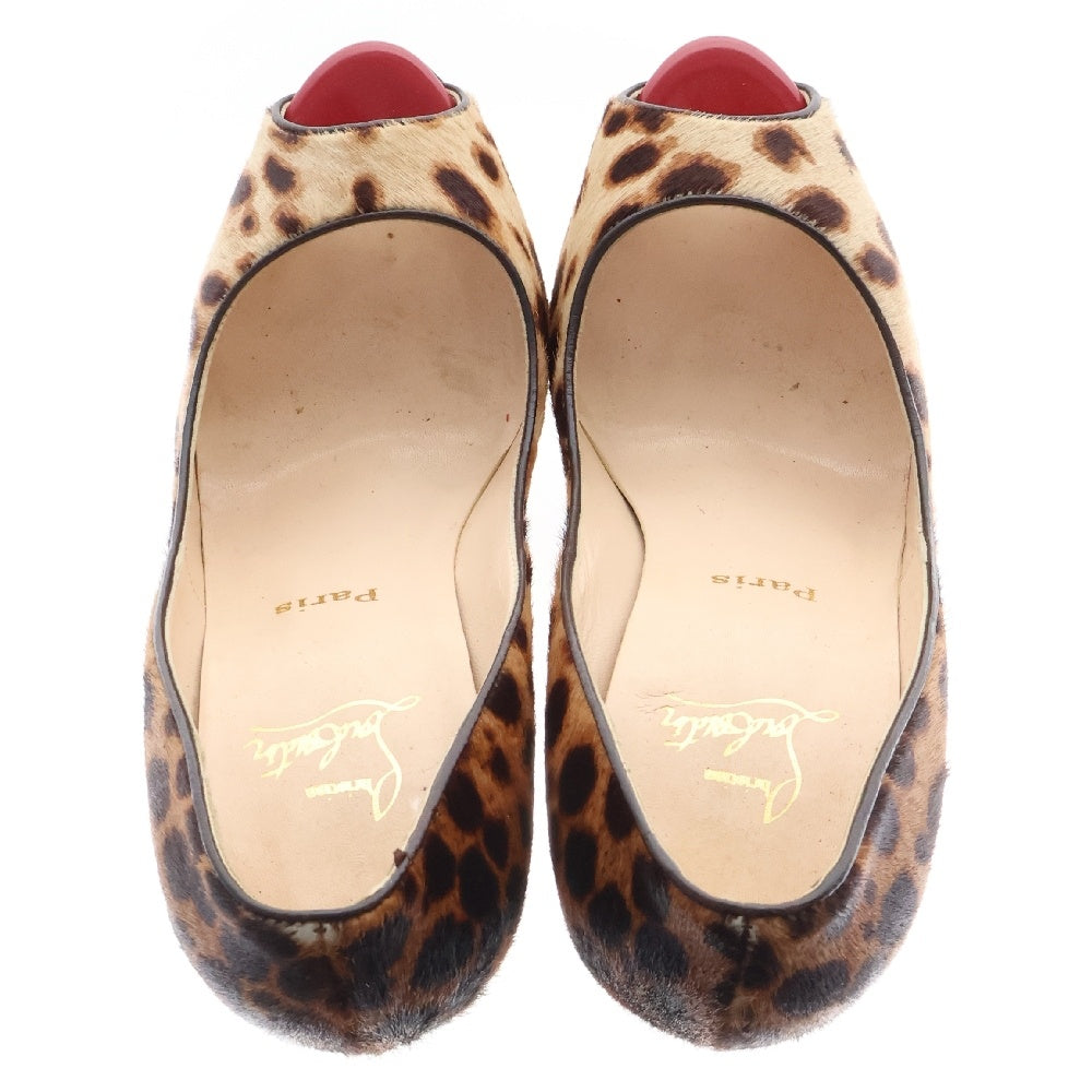 CHRISTIAN LOUBOUTIN(クリスチャンルブタン) オープントゥ ハラコ レオパード ヒールパンプス レディース ベージュ