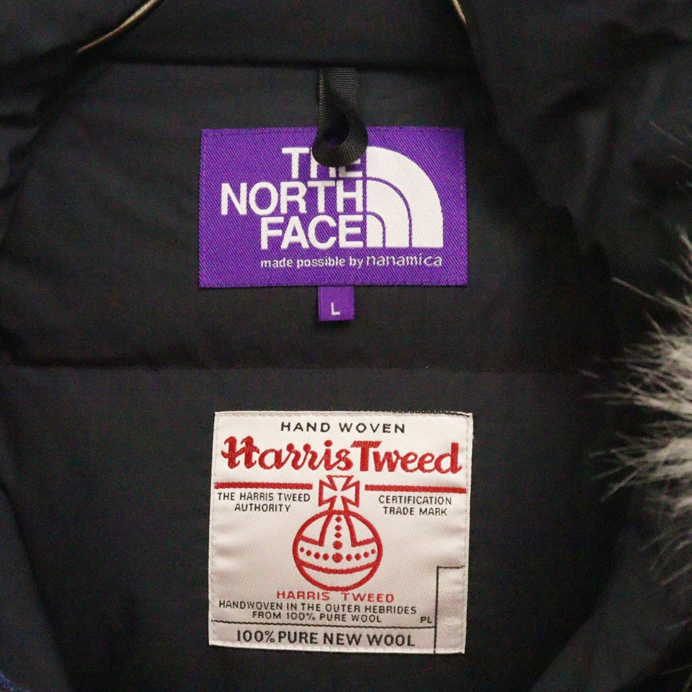 THE NORTH FACE PURPLE LABEL(ノースフェイスパープルレーベル) ×HARRIS TWEED Serow ハリーツイード セロー ツイード ファー付 ダウンジャケット ND2873N チャコール