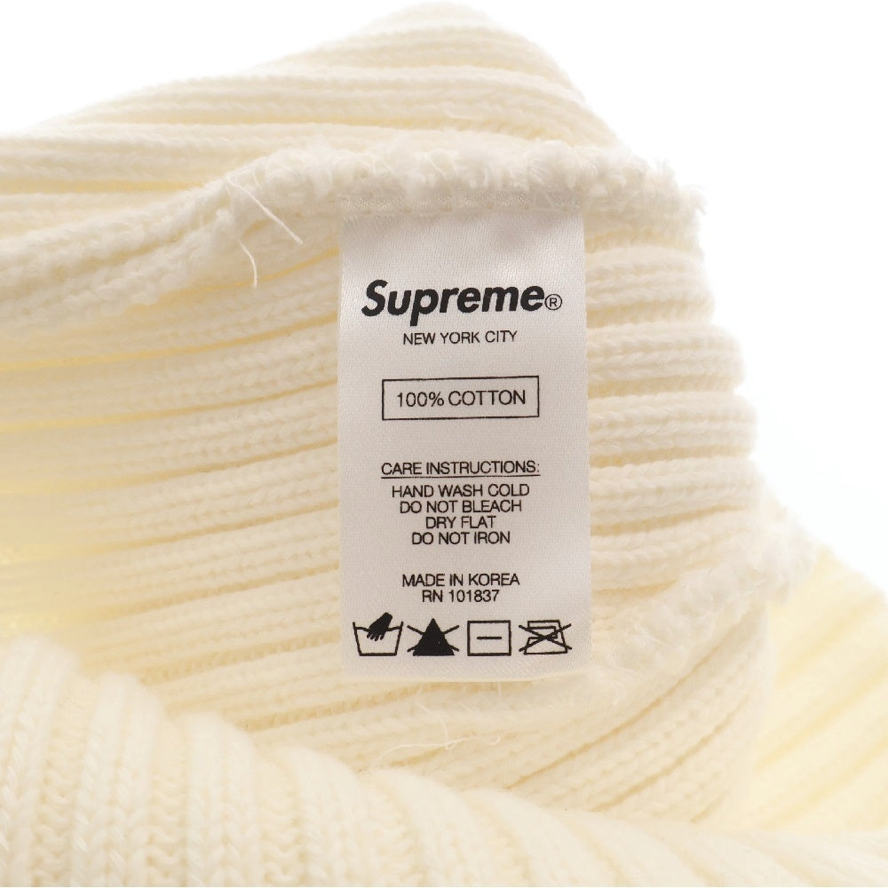 SUPREME(シュプリーム) 19SS Overdyed Beanie スモールボックスロゴリブニット アイボリー