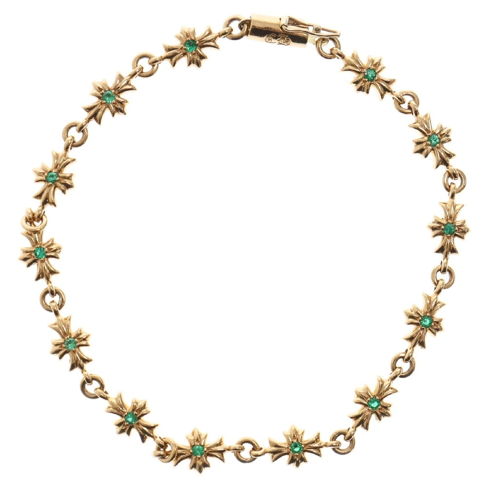 CHROME HEARTS(クロムハーツ) 22K TNY E CH PLS P/EMRLD タイニーE CHプラス ブレスレット PAVEエメラルド ゴールド