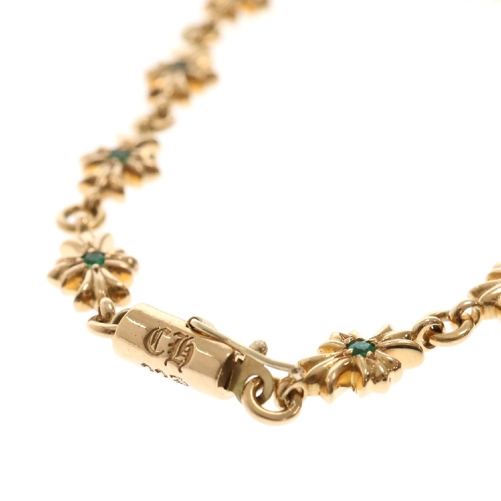 CHROME HEARTS(クロムハーツ) 22K TNY E CH PLS P/EMRLD タイニーE CHプラス ブレスレット PAVEエメラルド ゴールド