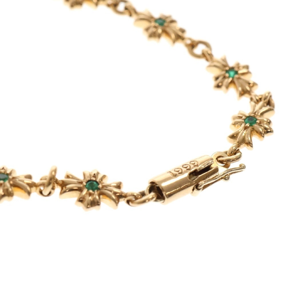 CHROME HEARTS(クロムハーツ) 22K TNY E CH PLS P/EMRLD タイニーE CHプラス ブレスレット PAVEエメラルド ゴールド
