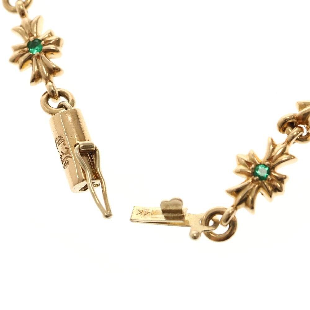 CHROME HEARTS(クロムハーツ) 22K TNY E CH PLS P/EMRLD タイニーE CHプラス ブレスレット PAVEエメラルド ゴールド