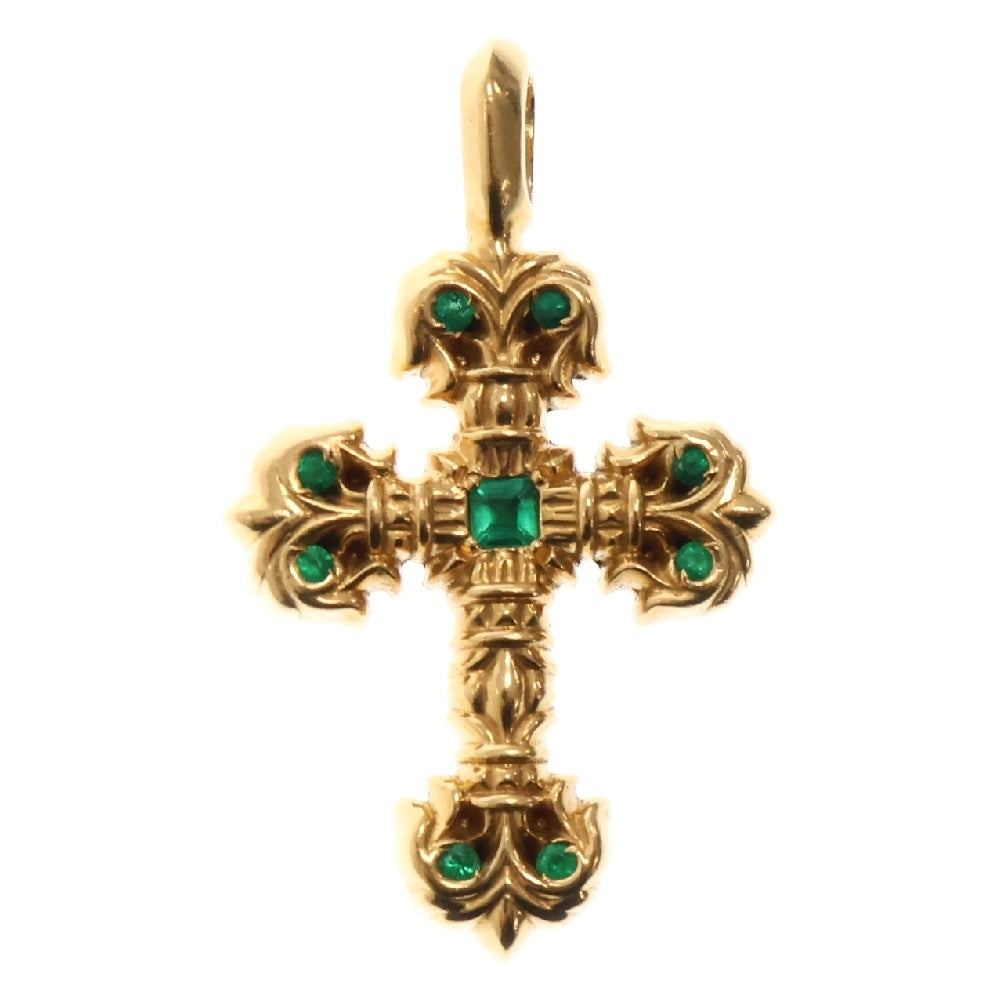 CHROME HEARTS(クロムハーツ) 22K FILIGREE TINY P/EMRLD タイニーフィリグリークロス PAVEエメラルド ペンダントトップ ゴールド