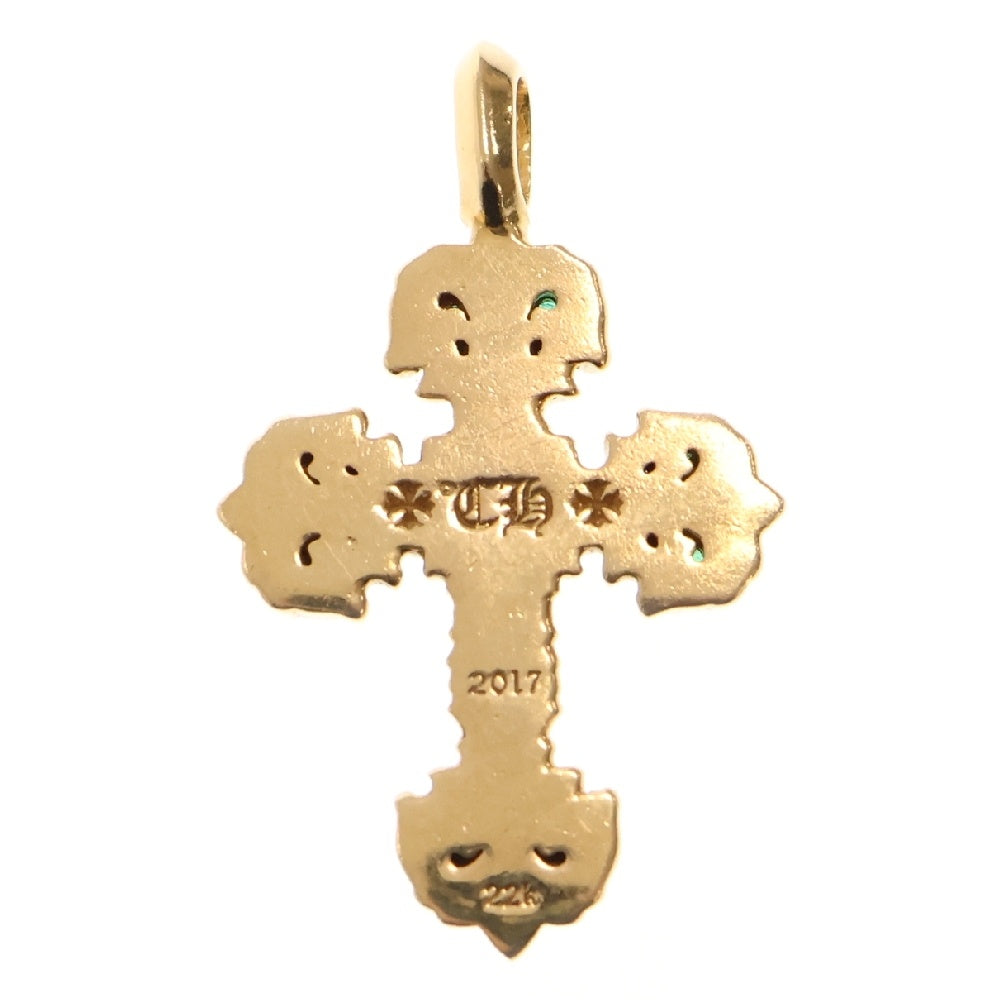 CHROME HEARTS(クロムハーツ) 22K FILIGREE TINY P/EMRLD タイニーフィリグリークロス PAVEエメラルド ペンダントトップ ゴールド