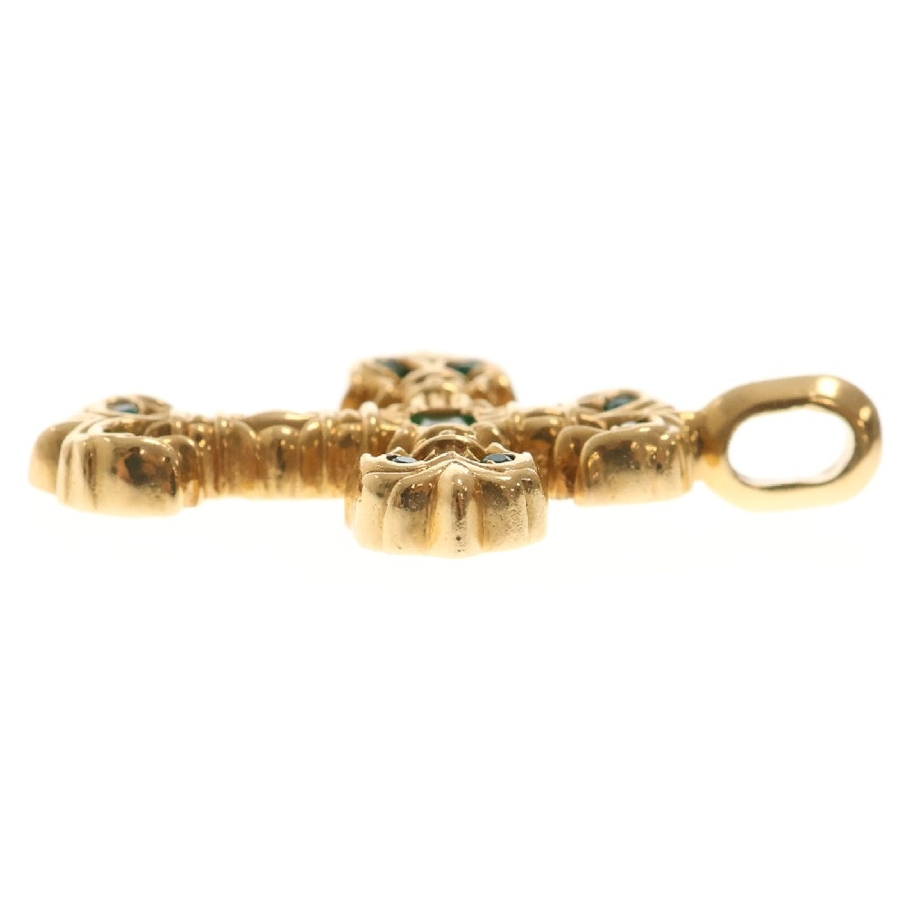 CHROME HEARTS(クロムハーツ) 22K FILIGREE TINY P/EMRLD タイニーフィリグリークロス PAVEエメラルド ペンダントトップ ゴールド