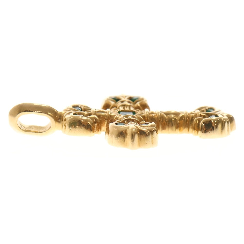 CHROME HEARTS(クロムハーツ) 22K FILIGREE TINY P/EMRLD タイニーフィリグリークロス PAVEエメラルド ペンダントトップ ゴールド