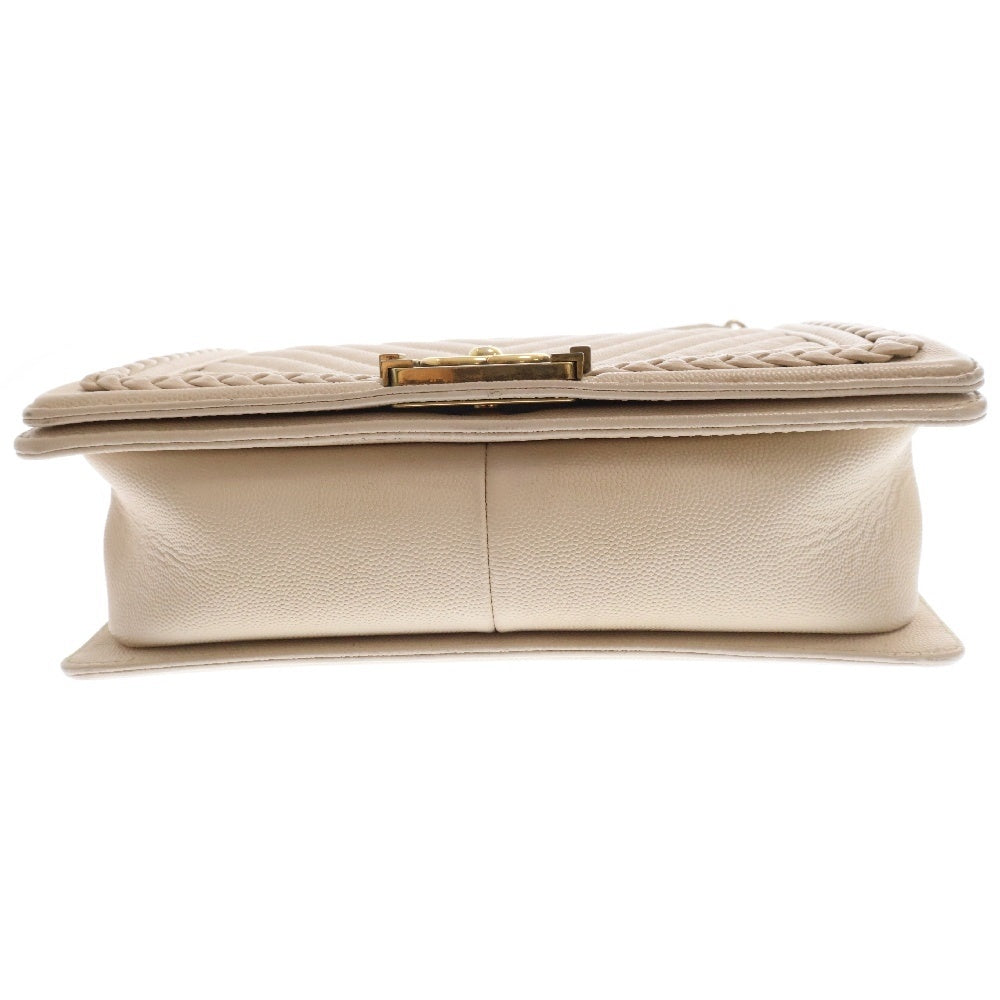 CHANEL(シャネル) ボーイシャネル チェーンショルダーバッグ Vステッチ シェブロン キャビスキン レディース A67086 ベージュ