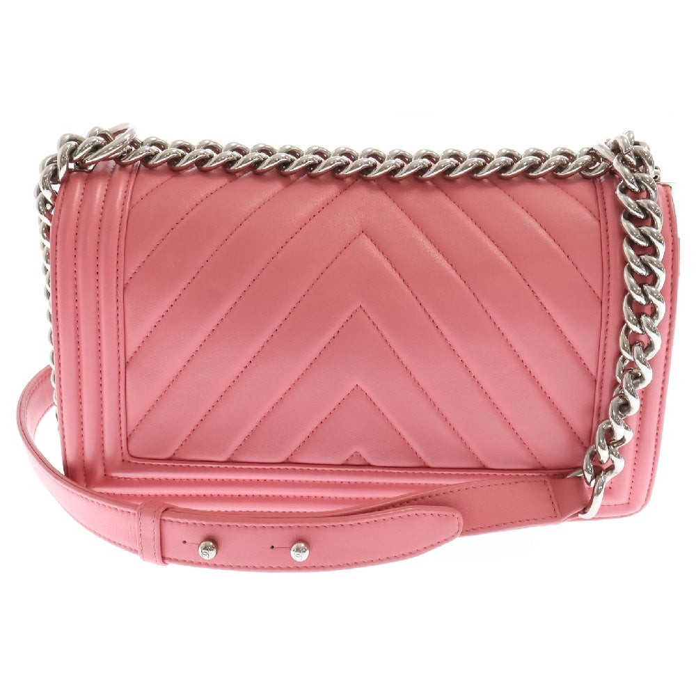 CHANEL(シャネル) ボーイシャネル チェーンショルダーバッグ Vステッチ シェブロン カーフスキン レディース A67086 ピンク