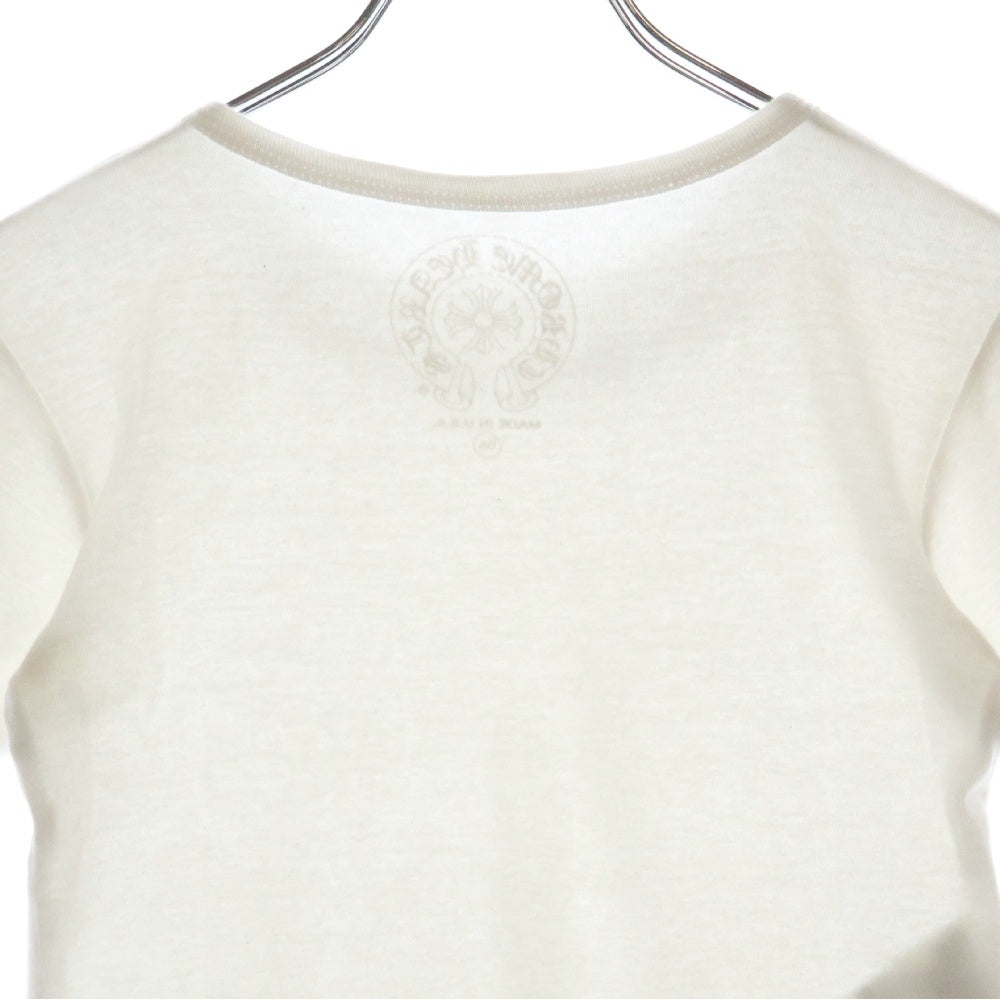 CHROME HEARTS(クロムハーツ) Rolling Stones Lip&Tongue Neck Rogo S/S Te リップ&タン ネックロゴ ショートスリーブTシャツ クロップド丈 レディース ホワイト/ブルー