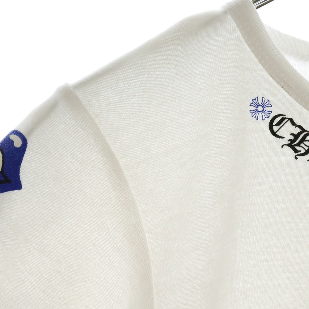 CHROME HEARTS(クロムハーツ) Rolling Stones Lip&Tongue Neck Rogo S/S Te リップ&タン ネックロゴ ショートスリーブTシャツ クロップド丈 レディース ホワイト/ブルー