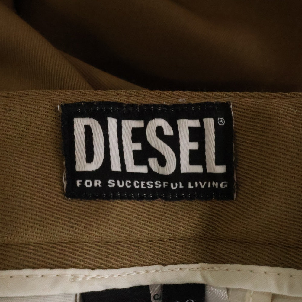 DIESEL(ディーゼル) Dロゴ刺繍 ジップポケット ストレートパンツ ブラウン レディース A06687