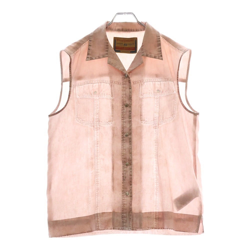 DIESEL(ディーゼル) デニムプリント ポリエステルノースリーブシャツ レディース ピンク A08431