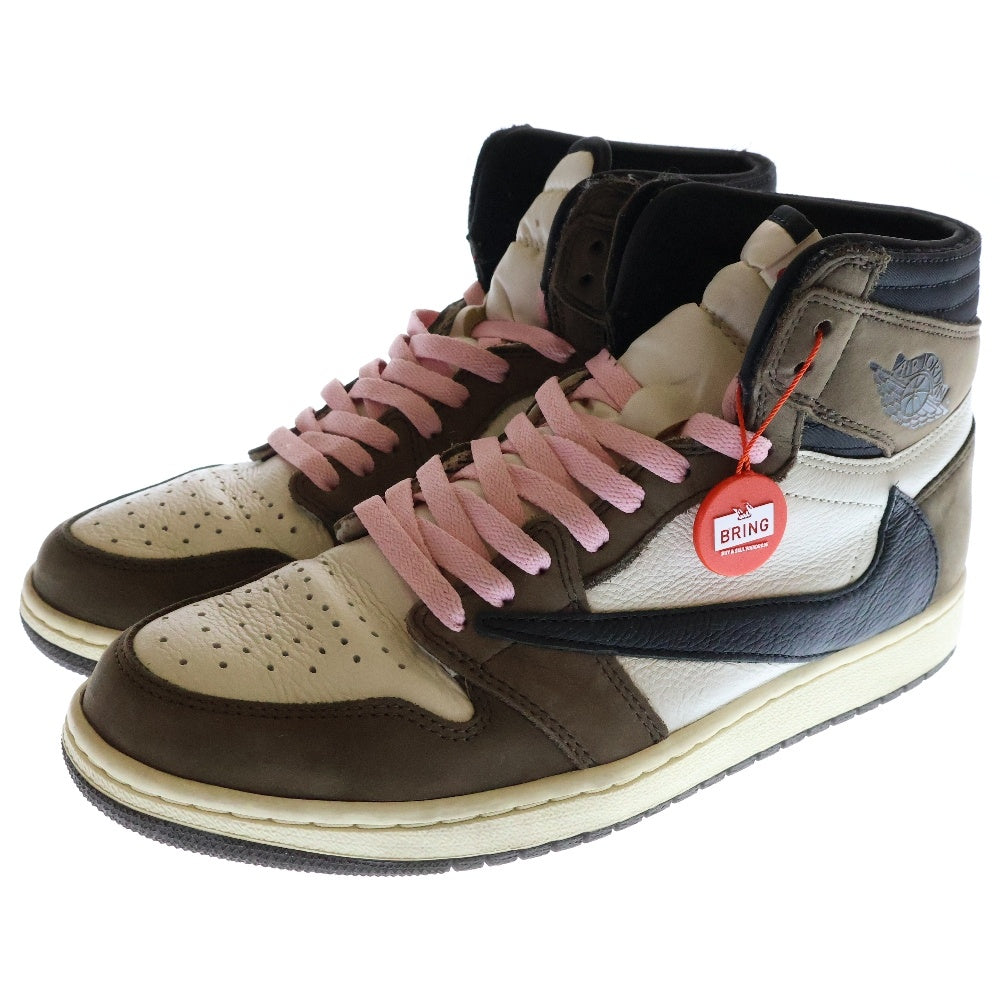 NIKE(ナイキ) ×TRAVIS SCOTT AIR JORDAN 1 RETRO HIGH OG TS SP トラヴィススコット エアジョーダン1 レトロ ハイカット スニーカー ブラウン US10/28.0cm CD4487-100