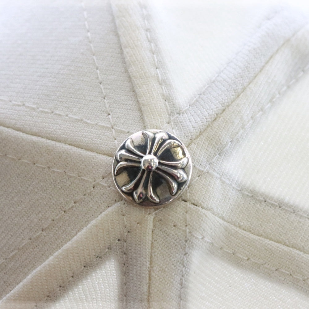 CHROME HEARTS(クロムハーツ) FITTED WOOL ACRYLIC SERGE VINY HEART ヴァインハートロゴ刺繍ベースボールキャップ 帽子 アイボリー/レッド