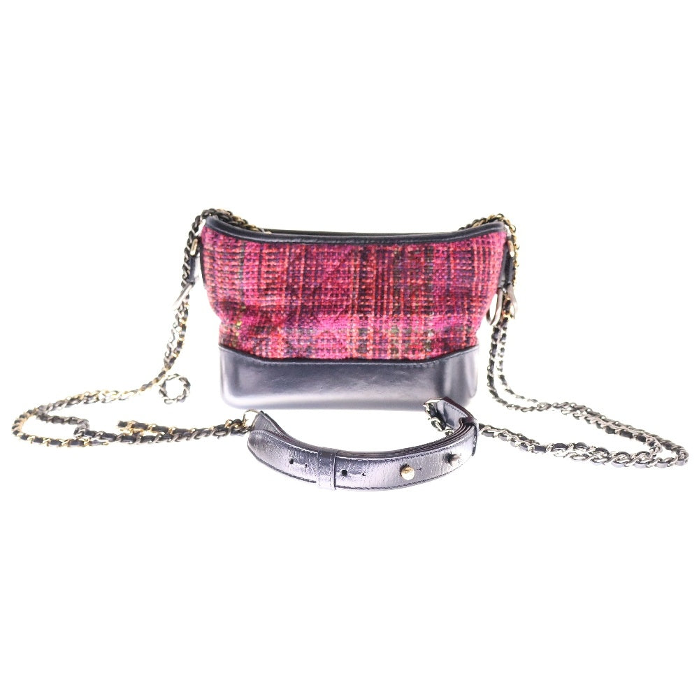 CHANEL(シャネル) ガブリエル ツイード Wチェーンショルダーホーボーバッグ レディース ピンク/ブラック