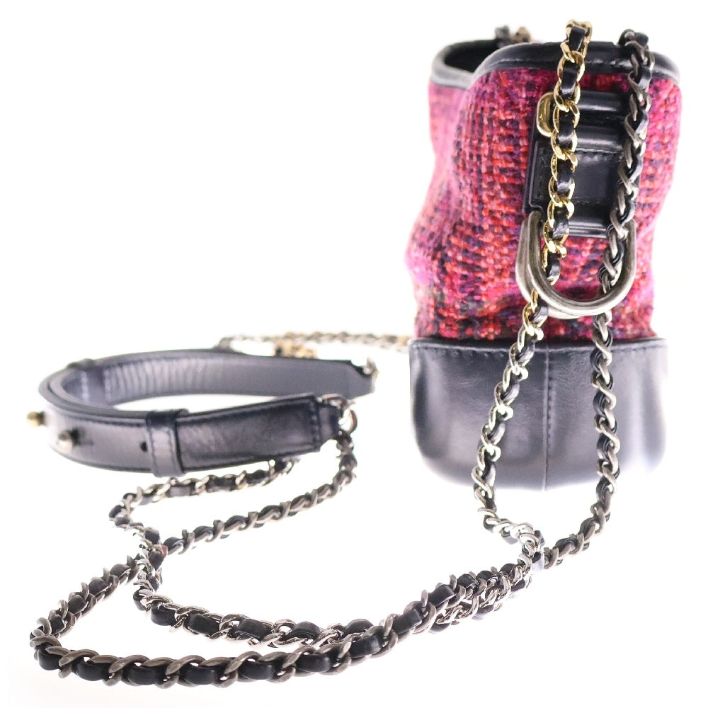CHANEL(シャネル) ガブリエル ツイード Wチェーンショルダーホーボーバッグ レディース ピンク/ブラック