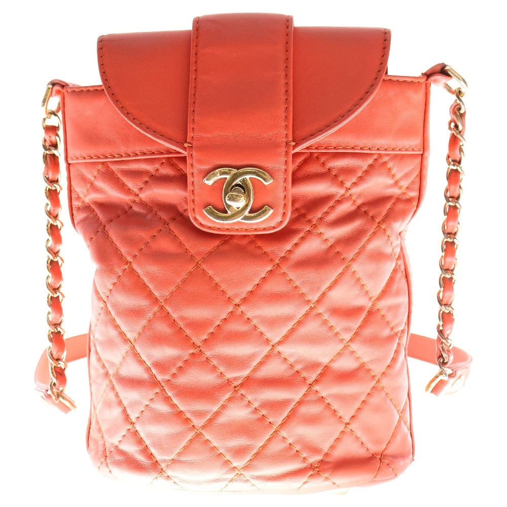 CHANEL(シャネル) マトラッセ ラムスキン バゲットチェーンショルダーバッグ レディース レッド