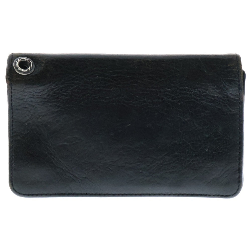 CHROME HEARTS(クロムハーツ) 1ZIP 1ジップ フローラルボタン レザーウォレット 財布 ブラック