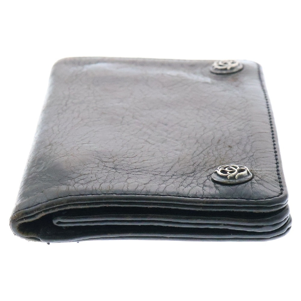 CHROME HEARTS(クロムハーツ) 1ZIP 1ジップ フローラルボタン レザーウォレット 財布 ブラック
