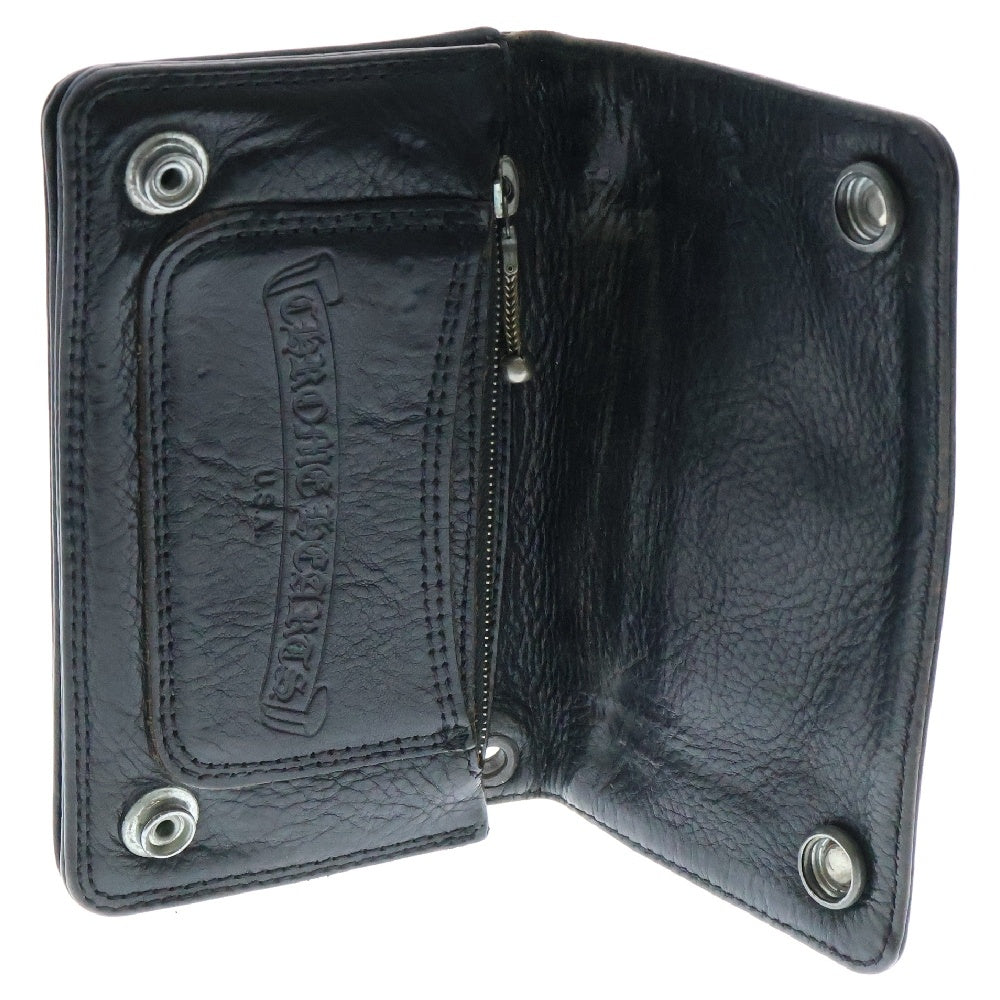 CHROME HEARTS(クロムハーツ) 1ZIP 1ジップ フローラルボタン レザーウォレット 財布 ブラック