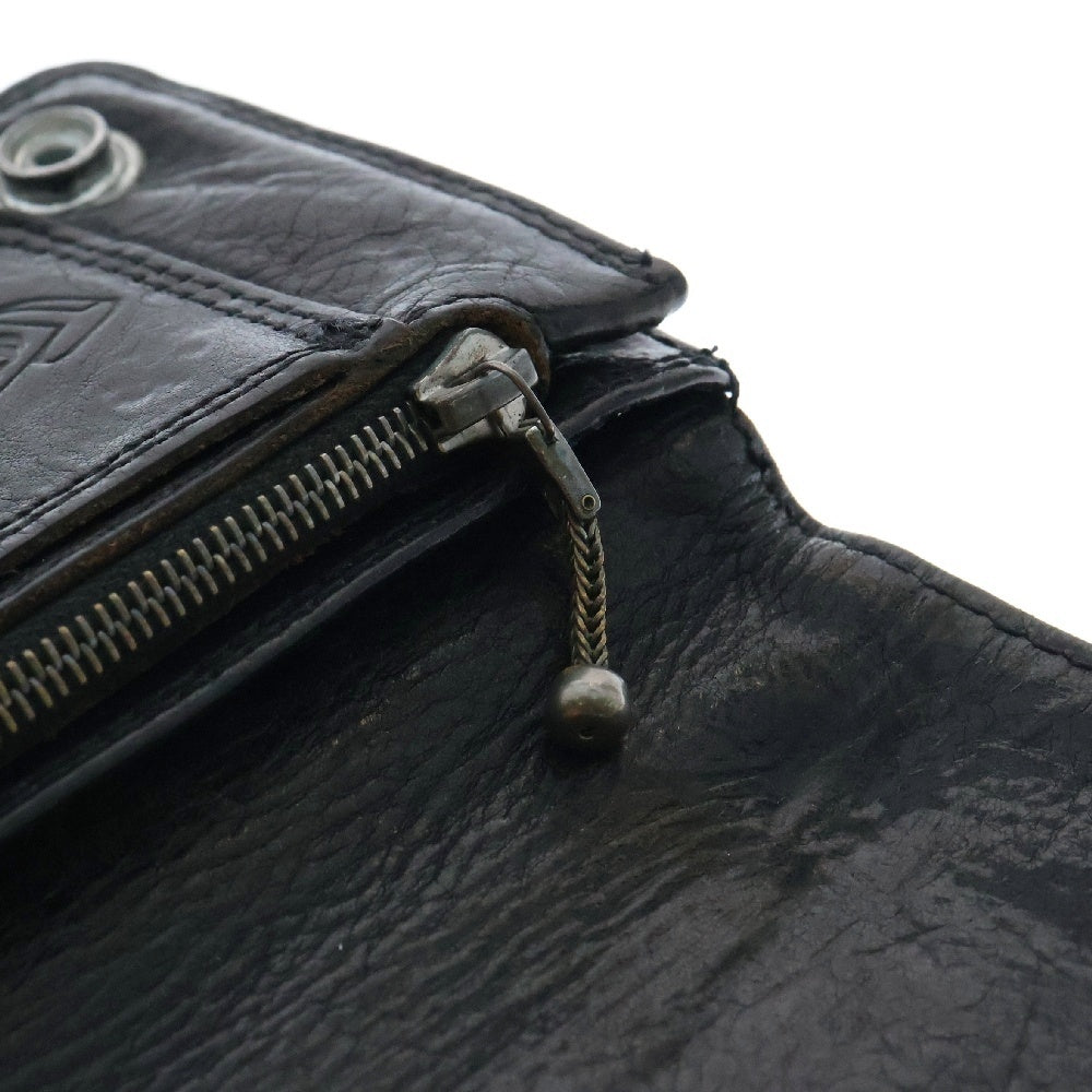 CHROME HEARTS(クロムハーツ) 1ZIP 1ジップ フローラルボタン レザーウォレット 財布 ブラック