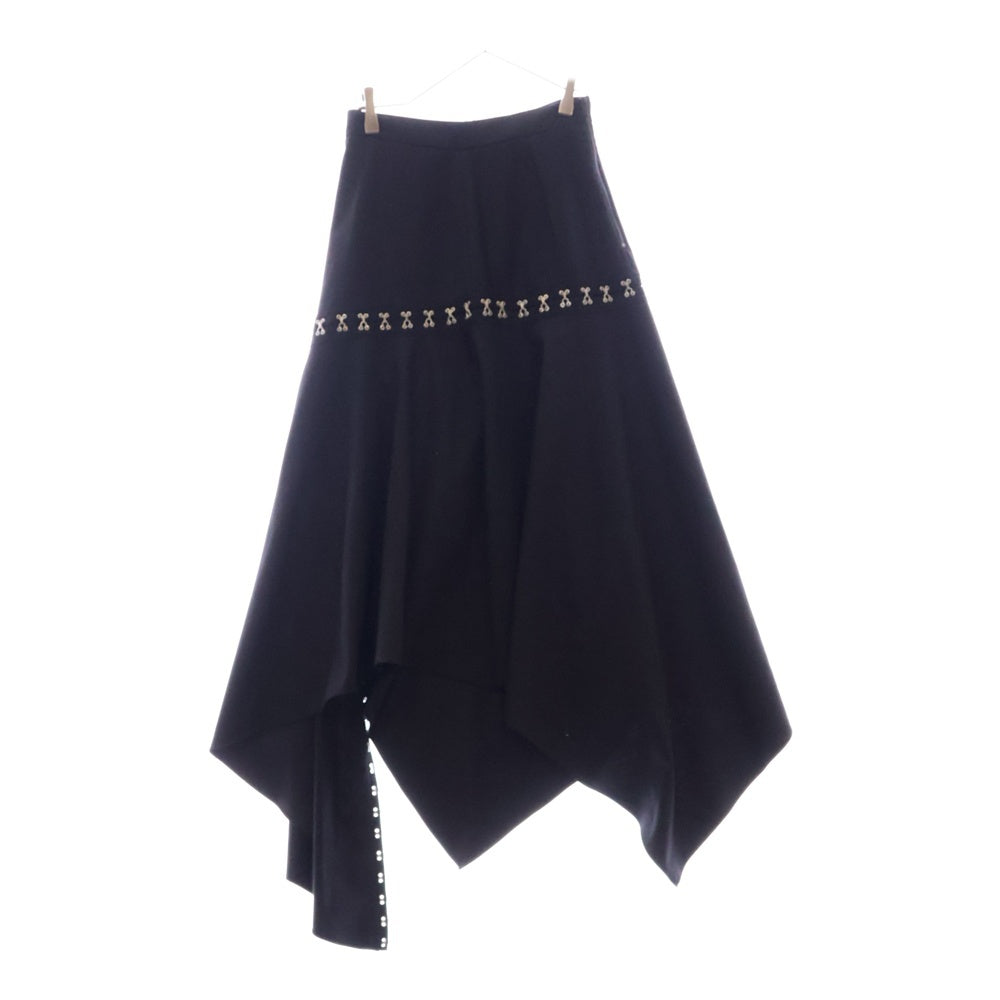 rokh(ロク) HOOK AND BAR DIAGONAL SKIRT フィッシュテール スカート レディース ブラック R2CA106