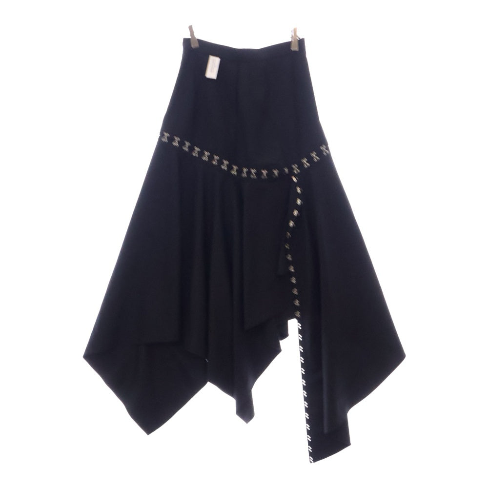 rokh(ロク) HOOK AND BAR DIAGONAL SKIRT フィッシュテール スカート レディース ブラック R2CA106