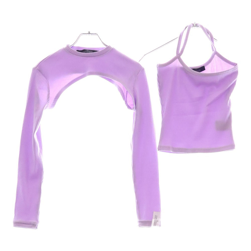 rokh(ロク) STRAP JERSEY TOP WITH SLEEVES キャミソール セパレート ニット ロングスリーブ レディース パープル R0CA199