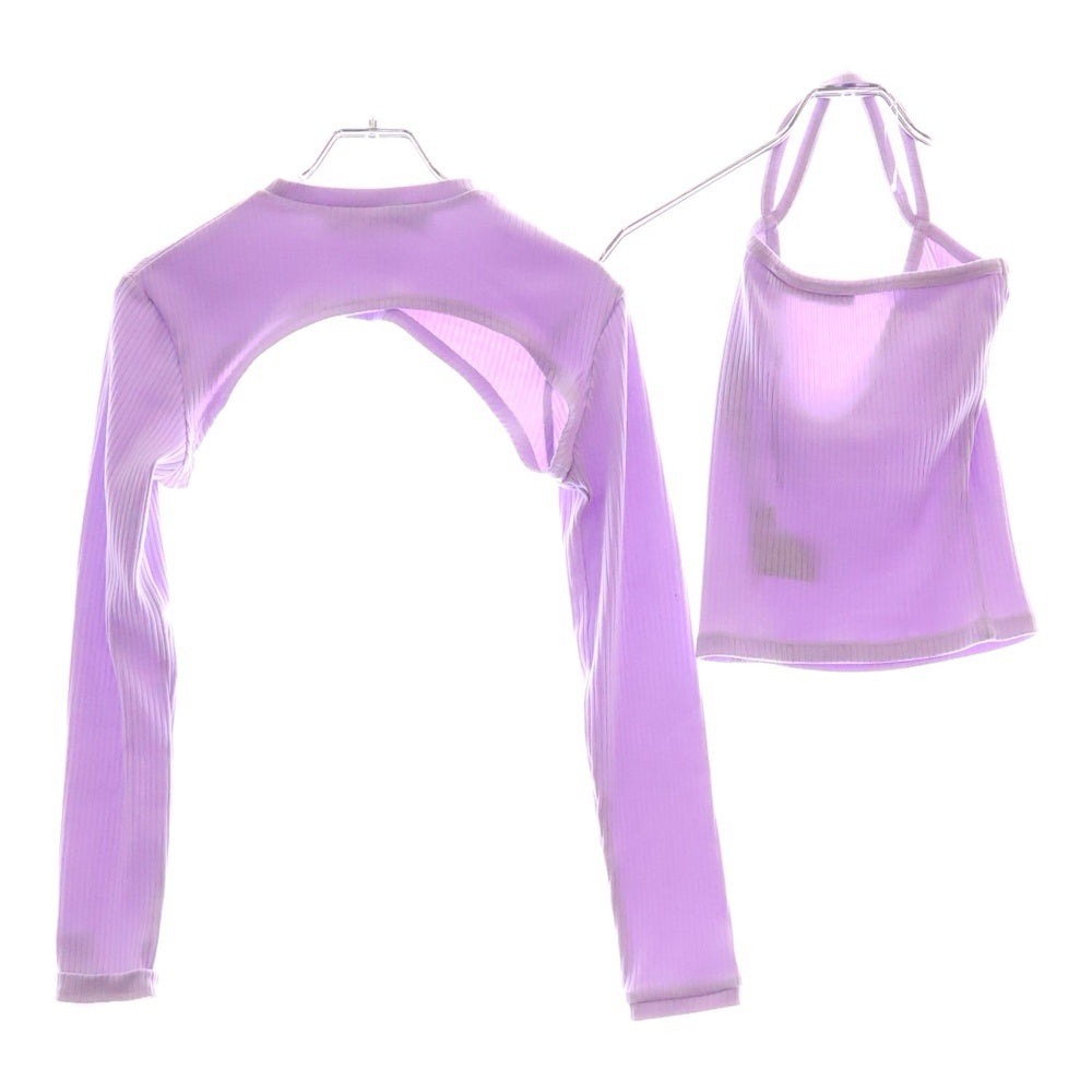 rokh(ロク) STRAP JERSEY TOP WITH SLEEVES キャミソール セパレート ニット ロングスリーブ レディース パープル R0CA199