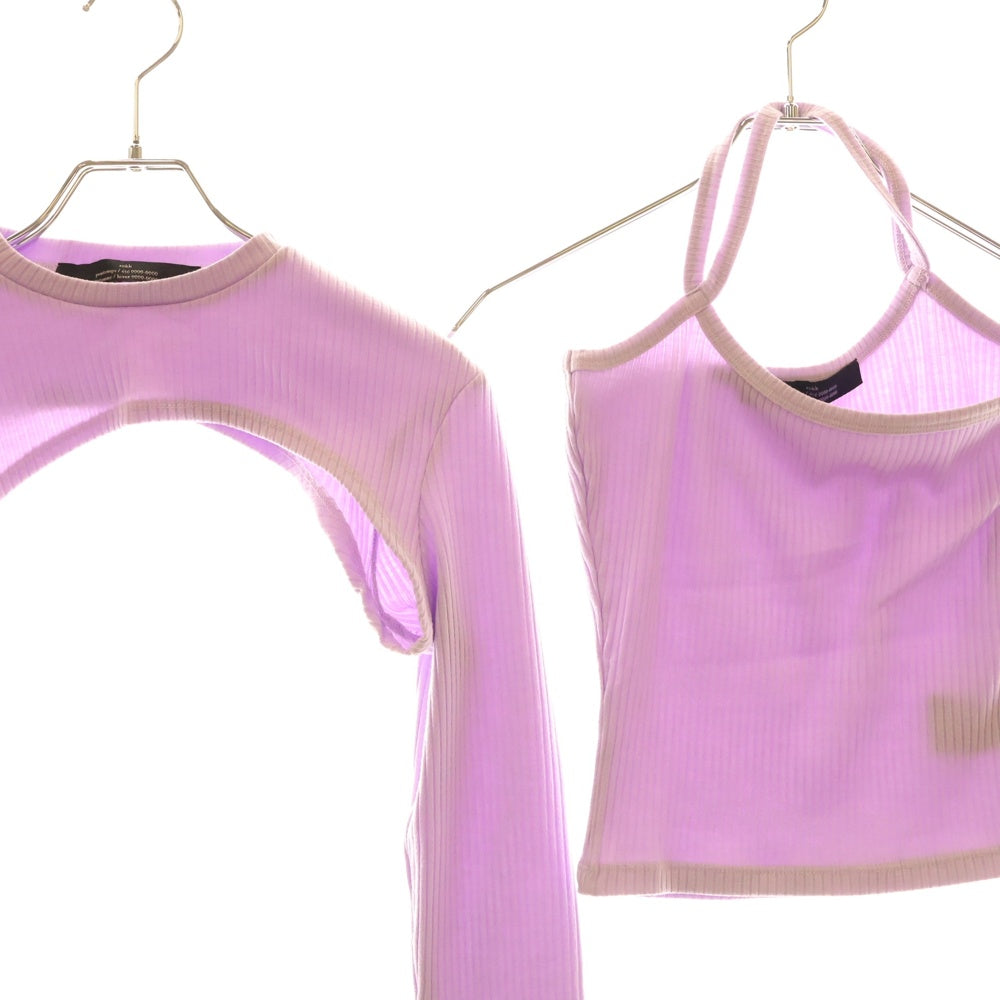 rokh(ロク) STRAP JERSEY TOP WITH SLEEVES キャミソール セパレート ニット ロングスリーブ レディース パープル R0CA199