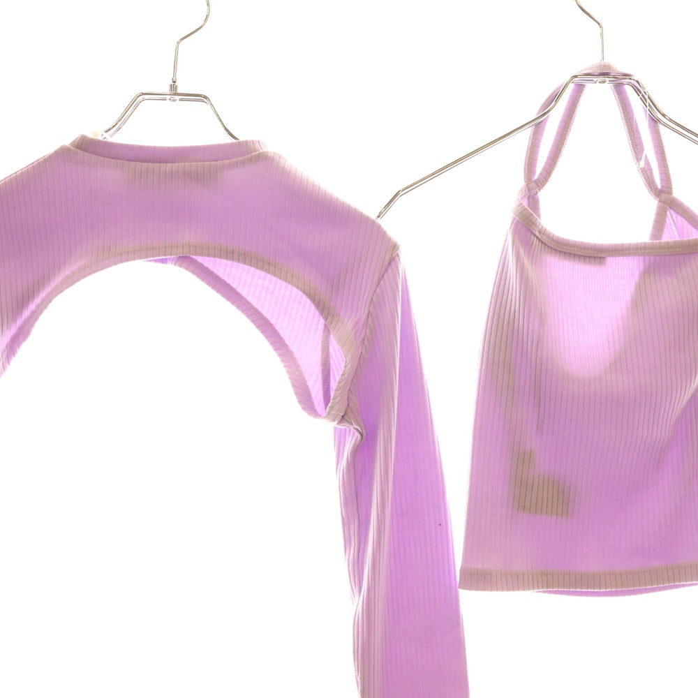 rokh(ロク) STRAP JERSEY TOP WITH SLEEVES キャミソール セパレート ニット ロングスリーブ レディース パープル R0CA199