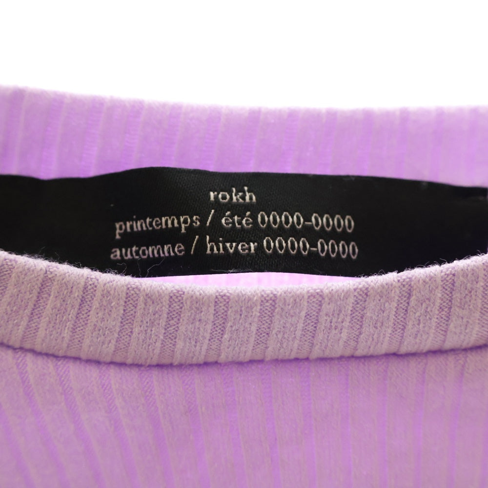 rokh(ロク) STRAP JERSEY TOP WITH SLEEVES キャミソール セパレート ニット ロングスリーブ レディース パープル R0CA199