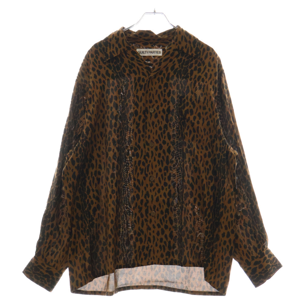 WACKO MARIA(ワコマリア) 23AW HAWAIIAN SHIRT L/S レオパード ハワイアンシャツ オープンカラーシャツ ブラウン