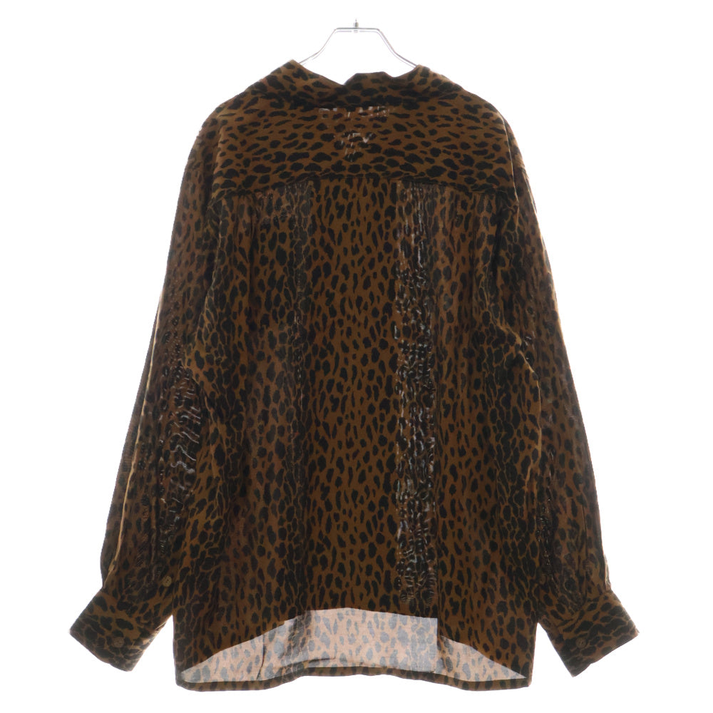 WACKO MARIA(ワコマリア) 23AW HAWAIIAN SHIRT L/S レオパード ハワイアンシャツ オープンカラーシャツ ブラウン