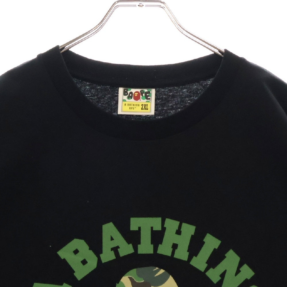 A BATHING APE(アベイシングエイプ) ABC CAMO COLLEGE TEE ABC カモ カレッジプリント クルーネックTシャツカットソー ブラック/グリーン 001TEL301005M